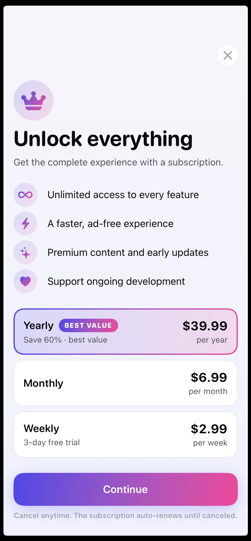 Wedding Countdown — paywall / subscription